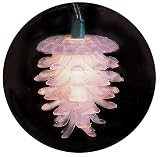 Set Of 10 Frosted Pine Cone Everglow Christmas Lights With Green Wire