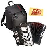 Hohner A-4800 Panther G/C/F 3-Row Diatonic Accordion Bundle with Padded Gig Bag and Polishing Cloth - Black