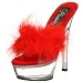 Pleaser Women's Kiss-201F,Red Fur/Clear,12 M
