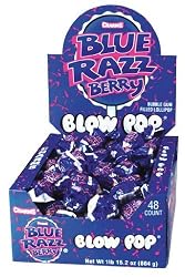 Charms Blow Pops, Blue Razz Berry, 48-Count Lollipops (Pack of 3)