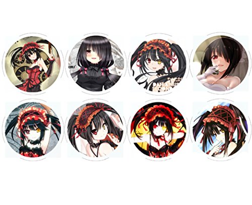 Bikman Work Anime Badge Date A Live Emblem A Set Of 8 Buttons Cartoon Decoration (Tokisaki Kurumi)
