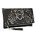 b.m.c BMC Womens Perforated Cut Out Gold Accent Foldover Pouch Fashion Clutch Handbag