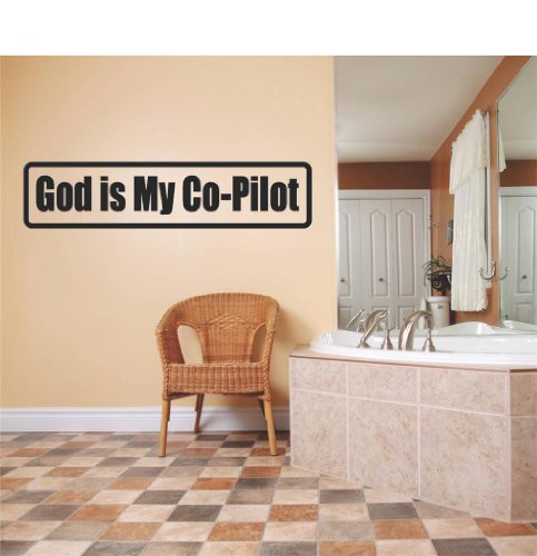Decals & Stickers : God Is My Co-Pilot Humorous Quote Funny Joke Sign Banner Bumper Sticker Living Room Bedroom Kitchen Home Decor Picture Art Image Peel & Stick Graphic Mural Design Decoration – Discounted Sale Item – 24 Colors Available 3×12