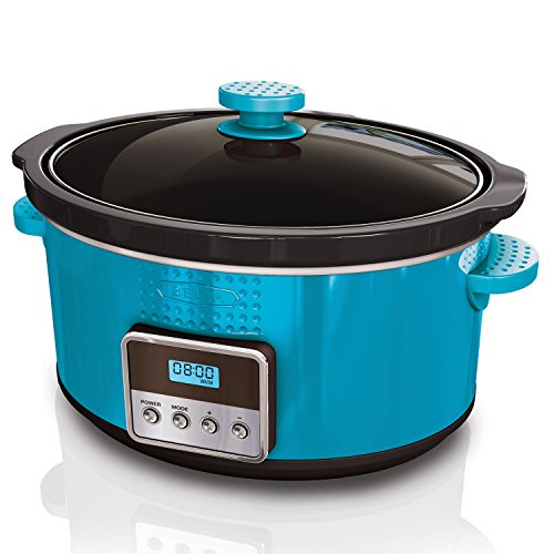 BELLA 13996 Dots Collection Programmable Slow Cooker, 5Quart, Teal