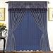 Darcy Blue Chrysanthemum Flower Flocking Panel with Taffeta Backing Window Curtain / Drape Set with Valance