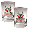 Milwaukee Bucks 2pc Rocks Glass Set - Primary Logo NBA Basketball