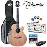 Takamine EG544SC-4C 6-String Acoustic Electric Guitar Kit - Includes: Guitar strap, D'Addario EJ16 Strings, Planet Waves 16-Pack Pick Sampler and TKL 4615 Gig Bag