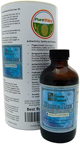 PureTrace Certified Green Pasture Blue Ice Fermented Cod Liver Oil Non-flavored (1-pack)