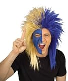 Sports Fanatic Wig in Blue and Gold - Adult Std.