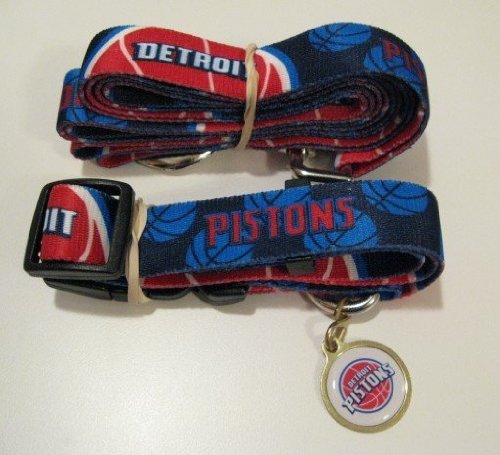 Detroit Pistons Pet Accessories Set - Medium (6' Leash, Collar, and ID Tag)