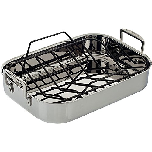 Le Creuset TriPly 14.5 by 10.75Inch Stainless Steel Roasting Pan Set