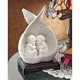 Sleeping Baby Angels Cherub Twins Bonded Marble Statue Sculpture Figurine