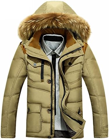 Xuezhoubao Men's Classic Hooded Thick Winter Down Jacket B-Khaki 185/XXL
