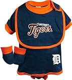 Detroit Tigers Baby Bib and Bootie Creeper Set - 12 months