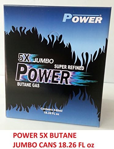 Master Case (48 Jumbo Cans) of Power 5x JUMBO SIZE 18.26 Oz Super Refined Butane Gas Cans