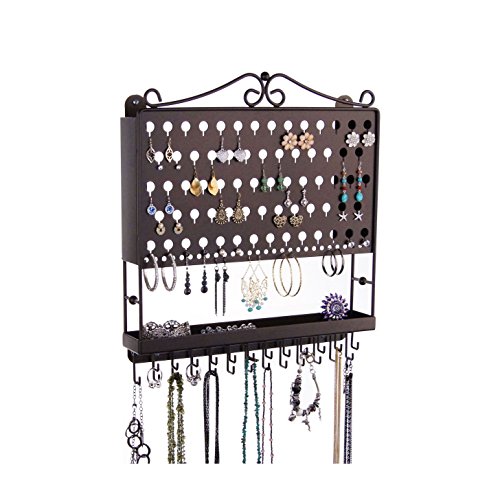 Wall Earring Holder Necklace Rack Jewelry Storage Closet Organizer w/Tray (Accessory Angel Rubbed Bronze) Wall Earring Holder Necklace Rack Jewelry Storage Closet Organizer w/Tray (Accessory Angel Rubbed Bronze)