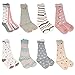 Deer Mum Girls Everyday Colorful Knee High Dress Socks(8 Pairs) (3y-6y)