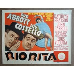 CT36 Rio Rita ABBOTT & COSTELLO '42 fabulous ORIG TC.  Here's a terrific TITLE lobby card from the original release of RIO RITA featuring a great image of BUD ABBOTT and LOU COSTELLO. A must for ABBOTT AND COSTELLO collectors.    Lobby card is in EXCELLENT- condition. A few pinholes, no stains, no tears, a small chip on the lower border.