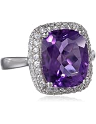 Sterling Silver 5.6cttw Amethyst and Created White Sapphire Ring