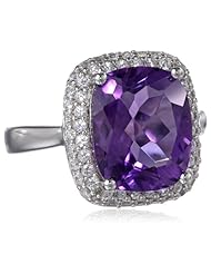 Sterling Silver 5.6cttw Amethyst and Created White Sapphire Ring