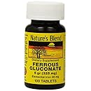 Ferrous Gluconate 100 Tabs by Natures Blend 5 grams (325 mg)