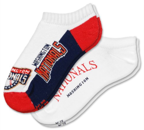 MLB Washington Nationals Men's No-Show Socks, Size L (10-13), 2 Pack