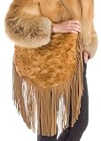 Mink Fur Handbag-Golden Mink Hobo Leather Fringes