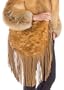 Mink Fur Handbag-Golden Mink Hobo Leather Fringes