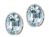 2.00 cts Genuine Oval Aquamarine Earring Studs - 14kt White or Yellow Gold