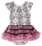 Vitamins Baby Baby-Girls Infant Damask Print Creeper Set, White, 24 Months