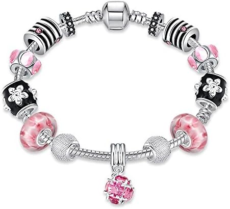 Colorful Crystal European Beads With Red Murano Glass Beads Fit Snake Chain H037