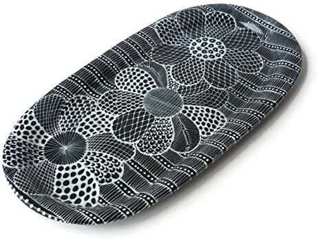 Large Ceramic Oval Platter - Black and White Doodle Design