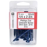 Midwest Phillips Flat Concrete Screw, 1/4 x 2 3/4