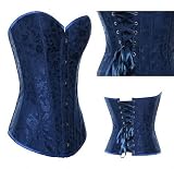 Women's Navy Blue Flower Tapestry Brocade Corset