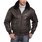 Landing Leathers Navy Men's G-1 Goatskin Leather Flight Bomber Jacket - Dark Brown M