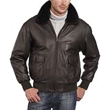 Landing Leathers Navy Men's G-1 Goatskin Leather Flight Bomber Jacket