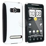 Hybrid Case for HTC EVO 4G, Black TPU / White Plastic