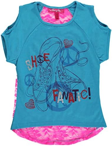 Cherry Stix Big Girls' "Shoe Fanatic" T-Shirt - aqua, 7 - 8