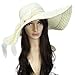 Funnywe Fashion Straw Derby Cap Womens Flax Bow Wide Large Brim Summer Beach Sun Hat