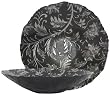 Bottom Painted Glass Floral Design Black and Silver Large Bowl 13" D, 4" H