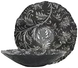 Bottom Painted Glass Floral Design Black and Silver Large Bowl 13" D, 4" H