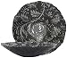 Bottom Painted Glass Floral Design Black and Silver Large Bowl 13" D, 4" H