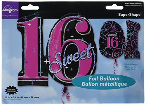 Anagram International Sweet 16 Sparkle Holographic Shape Balloon, 28