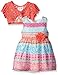 Youngland Girls' Multi-Printed Chiffon Dress with Crochet Lace Cardigan