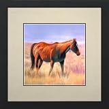 Susho, King Silk Art Handmade Silk Embroidery - Horse with an Orange Coat - White Mat Framed Medium Size 34026WF