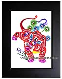Chinese Framed Art / Chinese Crafts: Framed Chinese Paper Cuts - Zodiac Symbol / Tiger