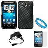 Matte Black with Silver Plaid Design Protective Rubberized Crystal Hard Cas ....