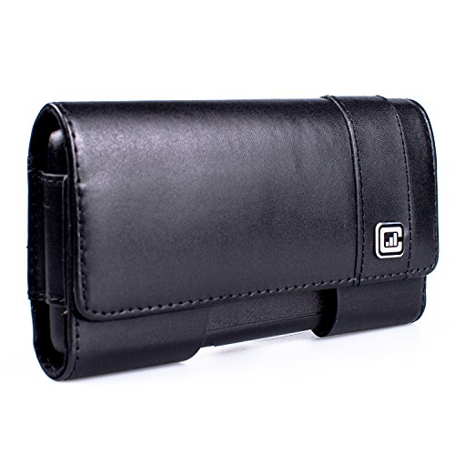 CASE123® MPS Mk II TL Premium Genuine Leather Horizontal Swivel Belt Clip Holster for Apple iPhone 6 (4.7 in screen) for use with Otterbox Commuter, Urban Armor Gear, and Typical TPU Covers - Black Cowhide