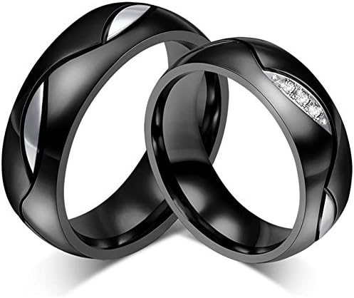 Zarbrina 6MM Couple Rings Black Titanium Steel Infinity Love Engagement Wedding Bands Bands Top Size:12