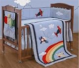 High in the Sky 4 Pc Quilted Crib Set with Bonus Hanging Organizer